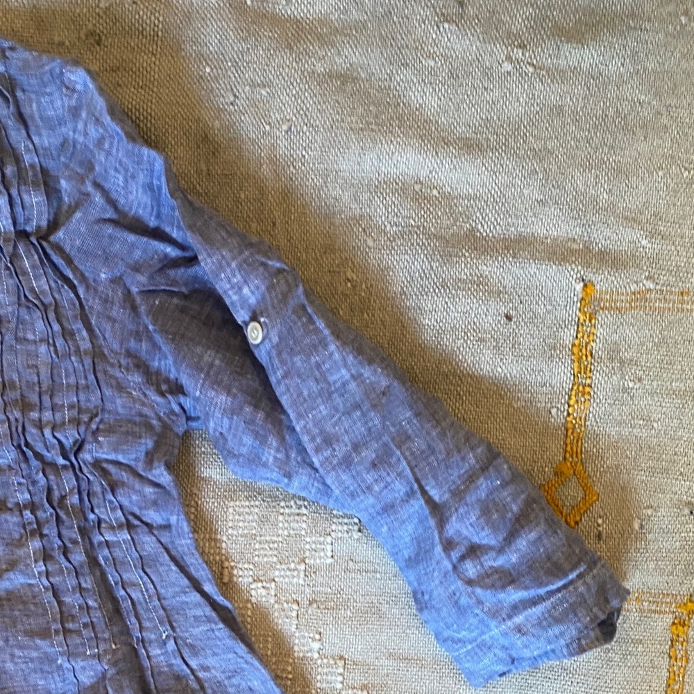 CP Shades Chambray Blue 100% Linen Tunic mini Dress sz Small - Picture 6 of 13